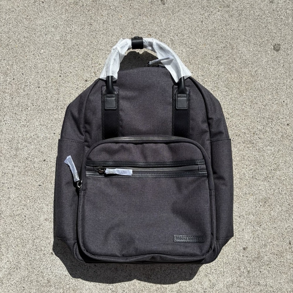 Brooks Brothers BB18821 Grant Dual-Handle Backpack -Charcoal Grey & Black NEW